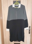 209 Damska szaro czarno biała sukienka koszulowa na długi rękaw rozmiar M