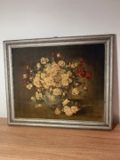 Stary obraz z bukietem kwiatów 57x47