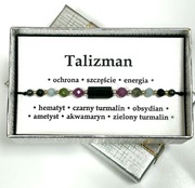 Bransoletka Ochrona Talizman Czarny Turmalin surowy Akwamaryn