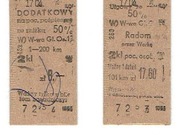 2 Bilety tekturowe W-wa Główna / Radom 17.04.1976, Kwota 8zł i 17,60zł