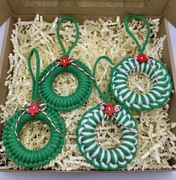 Mini wianki świąteczne komplet zawieszki ozdoby bombki handmade 