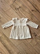 Sinsay sukienka sweterkowa prążek falbanka guziki kremowa 68