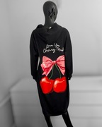 NOWA tunika typu bluza z kapturem, nadruk wiśnie i kokarda, onesize