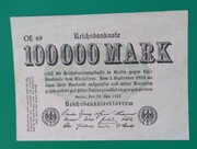 Banknot 100000 marek , 1923 , Niemcy