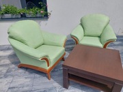 KLER, piękny komplet, 2 fotele, skóra naturalna, transport