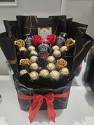 Box z róż mydlanych,  Ferrero Rocher,  Jack Daniels.