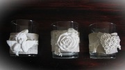 3 x szklany swiecznik aniołek, róza, serce + gratis swieca pojemnik Dorota