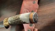 Duży nóż custom myśliwski nierdzewka poroże róg skóra Racibórz śląskie