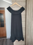 Czarna sukienka hiszpanka gumka przy dekolcie bawełniana na lato