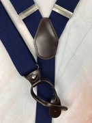 NOWE szelki na guziki męskie granatowe do spodni vintage retro ślub