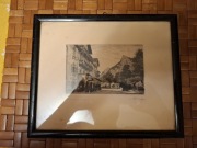 Obraz rysunek Tatry Giewont przedwojenny 28 x 23 cm