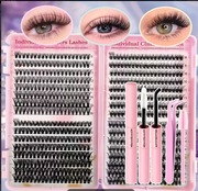 Rzęsy bondingowe zestaw z klejem, sztuczne rzęsy, kępki