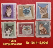 Znaczki fauna:1014: koty, zwierzęta- Bułgaria 1967r **