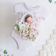 Kartka, ręcznie robiona, Nardodziny, Chrzest, Roczek, dziewczynka 