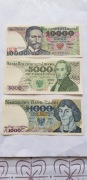 Banknoty 10000zł,5000zł,1000zł