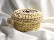 Koszyk ze sznurka z pokrywką 15 cm, handmade, koszyk dekoracyjny