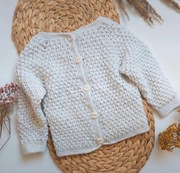 Sweter sweterek gruby splot ciepły wełniany długi rękaw na guziki  92