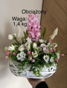 Duży i ciężki stroik kompozycja wiosenna na cmentarz grób pomnik