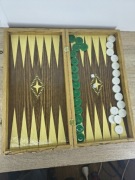 Drewniana gra – Backgammon / Tryktrak – zestaw z pionkami i kostkami