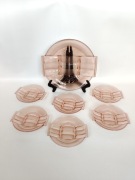 Talerz deserowe garnitur Hortensja wzór 460 szkło przedwojenne art deco