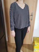 bluzka sweterek violeta by mango M/38 czarna białe paski 