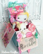 URODZINY, kartka urodzinowa, z pudełkiem 