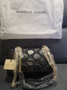 Torebka Mariella Burani czarna pikowana pufka złoty łańcuch elegancka nowa