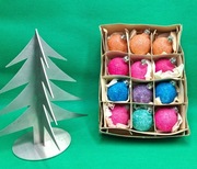 PRL stare bombki, ozdoby choinkowe małe "oszronione"