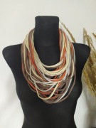 Sznurkowy szalik Naszyjnik Bawełna Kolory ziemii Beżowy Taupe Boho