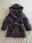 Długa zimowa ocieplana szara kurtka płaszcz w kratkę kratę Htrang 122