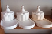 3 x owalna taca pojemnik z gipsu,  biały, kremowy i beżowy MANUFAKTURA PKO