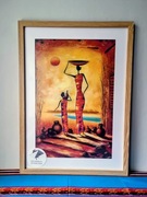 Obraz „Afrykańskie kobiety przy studni” w ramie