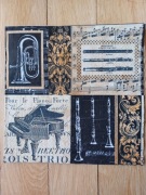 Serwetka 32 x 32 cm nuty,instrumenty, muzyczna, dekupaż.