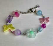 Bransoletka z koralików handmade motyle kwiaty