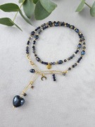 Iolit, noc kairu, perła, ceramika, hematyt, stal - UNIKAT