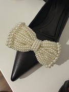 Klipsy do butów kokardy perełki