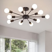 Czarna Lampa Gwiaździsta 10 Ramion Żyrandol Sufitowy Loft Vintage