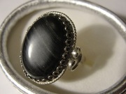 Pierścionek Filigran melchior onyks Rosja 18,19,5, 21mm