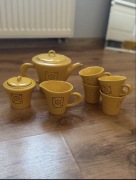 Serwis żółty ceramiczny kawowy herbaciany rustykalny