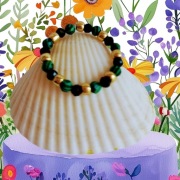 Pierścionek z  Turmalinu i Malachitu 