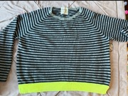 Jumper 1234 oversize 40 L sweter kaszmirowy kaszmir w paski paseczki szary