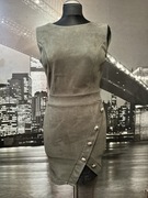 Sukienka khaki S obcisła mini wbudowane miski gołe plecy