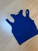 Szafirowy top Pull&Bear bez ramion z wycięciami Rozmiar S damski