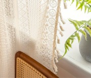 Nowe 2 szt firanki firany zasłony Boho koronkowe z frędzlami 150x240 cm
