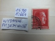 znaczki wydanie pojedyncze Mi 664 Niemcy 1938r. HITLER Rzesza Reich