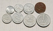 1949 1 grosz do 1 zł  aluminium + brąz zestaw 8 szuk Stan !!