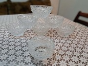 Filiżanki z szkła kryształowego 6 szt plus cukiernica PRL