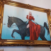 VibRaMy - "Dama na Koniu" Obraz Olejny 150x100 MALOWANY RĘCZNIE