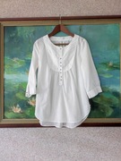 biała bluzka tunika letnia koszula haftowana rozszerzana