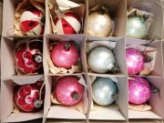 Bombki choinkowe szklane 4,5 cm 12 szt PRL